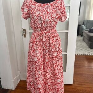 Universal Thread Red and White Floral Midi Dress
